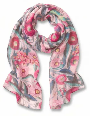 Produktbild von styleBREAKER Damen Schal mit Blumen Muster & kurzen Fransen | weiches Halstuch 180x72 cm | leichter Viskose Sommerschal für Frühling & Übergang
