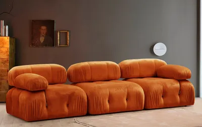 Produktbild von Hanah Home, Bubble 3 Seater ( L1-O1-1R) - Orange, Klassische Sofas, 3-Sitzer-Sofa, Orange, Polyester, 288 x 75 x 95 x  cm