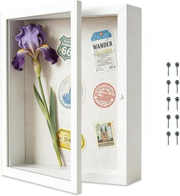 Immagine prodotto di Cornice tridimensionale "shadow box", bianca, 20 x 25 cm, con chiusura magnetica, ideale per foto e souvenir