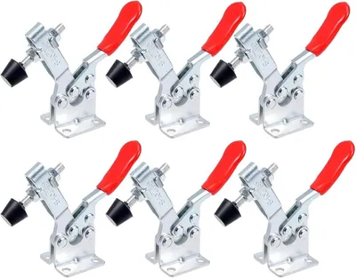 Imagen del producto de Abrazaderas de palanca para rodillas, juego de 6 unidades, capacidad de 90 kg, abrazaderas de sujeción rápida para máquinas