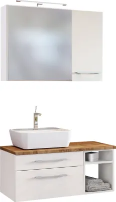 Produktbild von Held Möbel Waschtisch-Set Davos 90 cm -F- (links) weiß/matt weiß