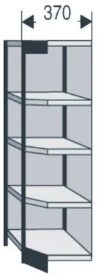 Produktbild von Büroregal Progress 2000 Ecke 87x50x190cm 5 Böden m. Rückwand schwarz/lichtgrau