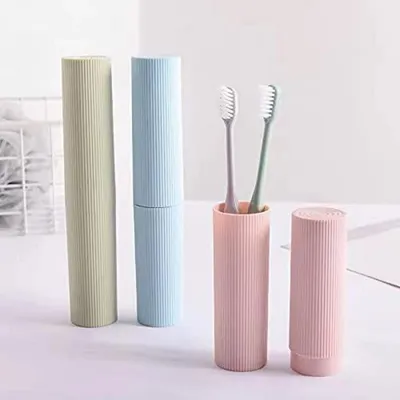 Image de Étui pour brosses à dents, lot de 3, 3 couleurs, portable, boîte de rangement, idéal pour les voyages et le camping