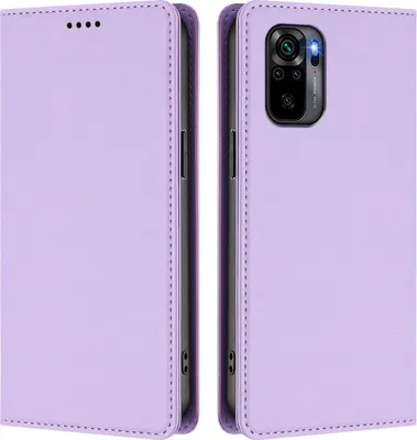Image de Étui en cuir pour Xiaomi Redmi Note 10S/Note 10 4G, étui à rabat magnétique en cuirPolyuréthaneavec support, violet clair