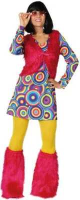 Produktbild von O9442-40 Crazy-blau Damen Hippiekostüm Hippiekleid mit Weste Gr.40