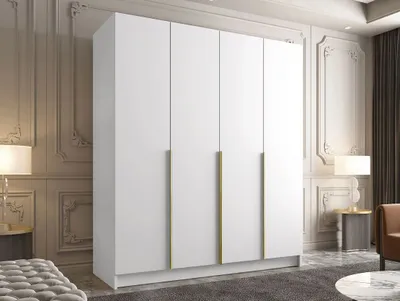 Obrázek produktu pro Velká šatní skříň 200 cm TOSIA 1 - bílá / zlatá