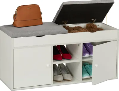 Obrázok produktu pre Relaxdays 10051173_1084, 2 osôb, Polstrované sedadlo, Šedá, Biela, Pena, Polyester, Biela, MDF