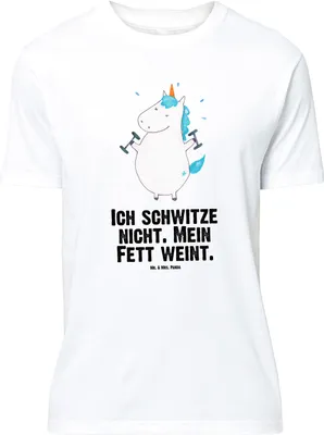 Produktbild von Mr. & Mrs. Panda Größe XL T-Shirt Einhorn Fitness - Weiß - Geschenk, Gym, Unicorn, mit Spruch, Sixpack, Shirt, Sport, Tshirt, Einhörner, Fitnessstudio