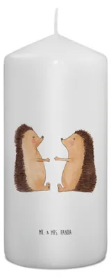 Produktbild von Mr. & Mrs. Panda Kerze Igel Liebe 15 x 7 cm - Weiß - Geschenk, Freund, Hochzeitstag, Erinnerungslicht, Blockkerze, Erinnerungskerze, Freundin, Stumpenkerze, Bedruckte