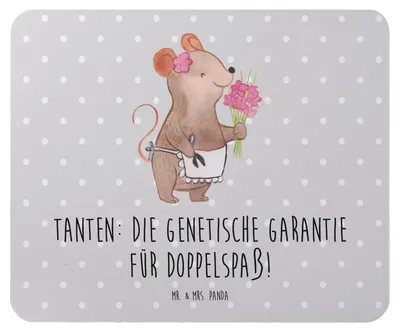 Produktbild von Mr. & Mrs. Panda Mauspad Tanten Doppelspaß - Grau Pastell - Geschenk, Mousepad, Mouse Pad, Familie, Nichte, Spaß, Spiel, Verwandtschaft, Freude, Neffe, pc, computer