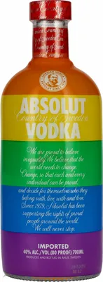 Produktbild von Absolut Vodka PRIDE Rainbow Colors Limited Edition 40 % 0,70 lt.