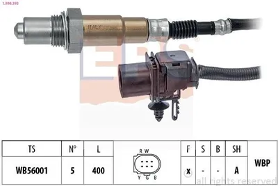 Produktbild von EPS Lambdasonde für FIAT Ducato Kastenwagen (250, 290) Beheizt Planarsonde Breitband-Lambda-Sonde 400mm 1.998.393