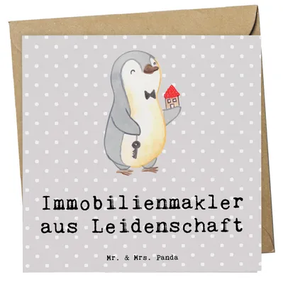 Produktbild von Mr. & Mrs. Panda Grußkarte Immobilienmakler Leidenschaft - Grau Pastell - Geschenk, Ausbildung, doppelkarte, Klappkarte, faltkarte, Spruch, Witzig, Glückwunschkarte