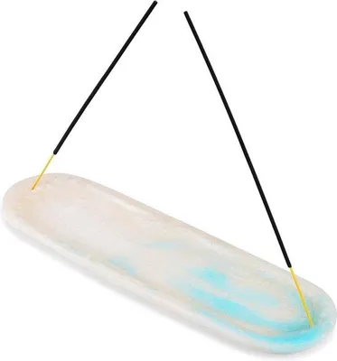 Produktbild von Weihräuchergefäß mit Harz und Aschenauffangbehälter 25cm weiß himmelblau