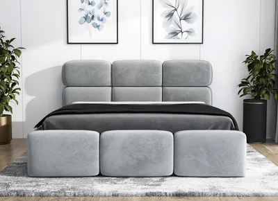 Produktbild von Polsterbett MAROKO 140 x 200 mit Matratze und Bettkasten. Farbe: Grau