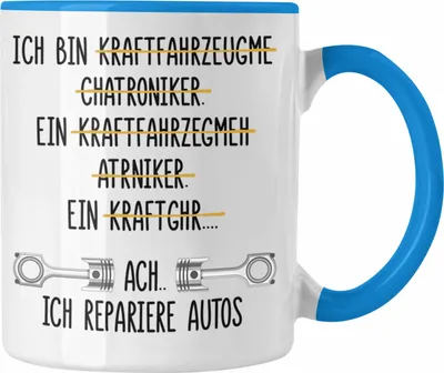 Produktbild von Trendation - KFZ Mechaniker Geschenk Lustig Tasse mit Spruch für Automechaniker Geschenkidee Kaffeetasse Werkstatt (Blau)
