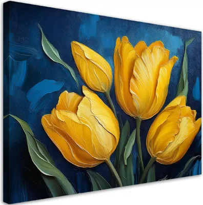 Produktbild von Leinwandbild Kwiat Natura Tulipan 90x60 Feeby Gelb bild für die wand bereit zum aufhängen