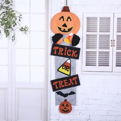 Produktbild von 2 Stück Halloween-Dekorationsbedarf, Filz-Hängeflaggen, Dekorationen für Schaufenster von Einkaufszentren, Festbedarf aus Filzstoff