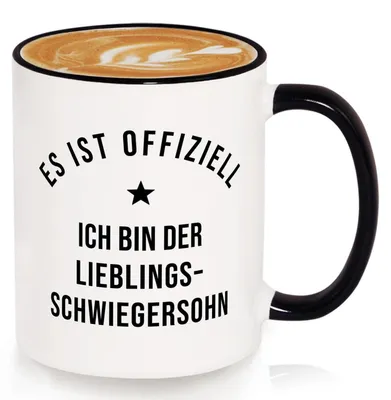 Produktbild von Keramiktasse 311ml mit Spruch "Lieblings-Schwiegersohn" für Geburtstag & Weihnachten