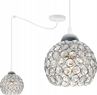 Image de Crystal Spider Lampe à suspendre - Lampe à suspendre en forme d'araignée - Plafonnier - Lampe araignée avec 3 têtes - Suspension en métal et verre - E27 - Chrome