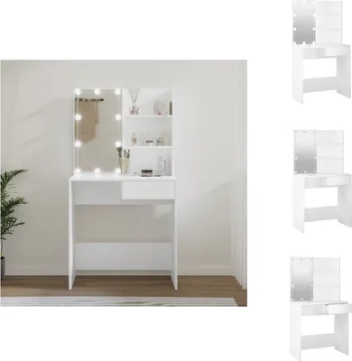 Zdjęcie produktu dla vidaXL Toaletka z diodami LED biała 74,5x40x141 cm - Toaletki