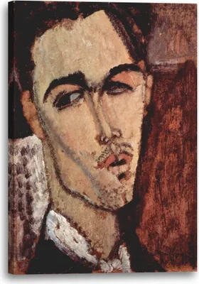 Produktbild von Leinwandbild (60x80cm): Amedeo Modigliani - Portrait von Celso Lagar, echter Holz-Keilrahmen inkl. Aufhänger, handgefertigt in Deutschland