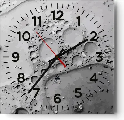 Produktbild von Wanduhr - Quadrat - Glasuhr - Abstraktion modern - 40x40cm - Schleichendes Uhrwerk - Lautlos - zum Aufhängen bereit - Dekoration Modern - Wanddekoration aus Glas - C4AC40x40-4079