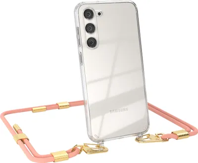 Produktbild von EAZY CASE Handykette für Samsung Galaxy S23 Plus, Transparente Silikonhülle mit Band, Clear Case, abnehmbar in  Rosa
