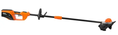 A cordless grass trimmer or string trimmer is shown against a white background.
