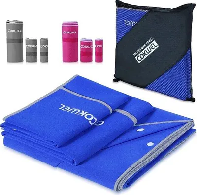Produktbild von Famanu Mikrofaserhandtuch Set 3 Stück - Schnelltrocknend, Blau