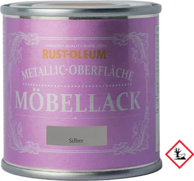 Produktbild von Rust Oleum Metallic Oberfläche Möbellack Silber kreidig matt 125ml
