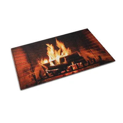 Obrázek produktu pro Rohožka před dveře - Podložka na zachytávání nečistot- Protiskluzová vnitřní venkovní rohožka - 150x100 cm - Krb Oheň
