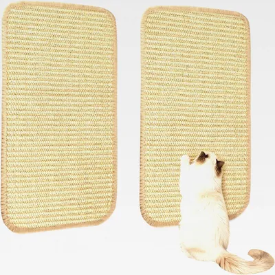 Produktbild von Kratzmatte Katze,2 Stück Kratzbretter Katze Wand,Sisal Teppich für Katzen, Selbsthaftender Kratzwand für Katzenz, Sisalteppich Katzen Kratzbrett,50x25cm,Beige