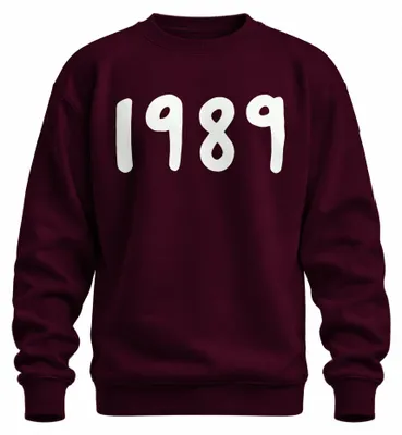 Productafbeelding van Jaar 1989, Retro jaren '90, Cadeau voor geboortejaar, Vintage verjaardagsshirt, Uni, Trui, Burgundy (bordeauxrood), Maat L