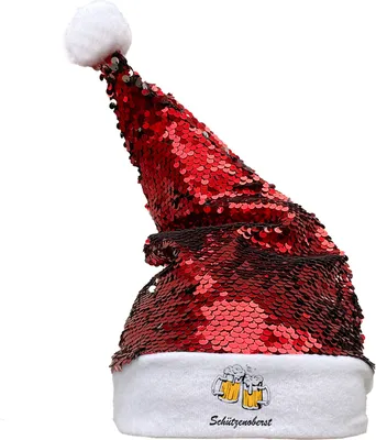 Produktbild von Huuraa Weihnachtsmütze Schützenoberst Schützenfest Geschenk Pailletten Rot/Weiß Filz Schützenoberst Geschenkidee