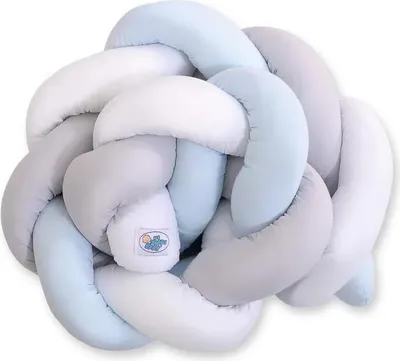 Image de Coussin de protection tressé pour lit de bébé blanc-gris-bleu 180 cm Knot Pillow