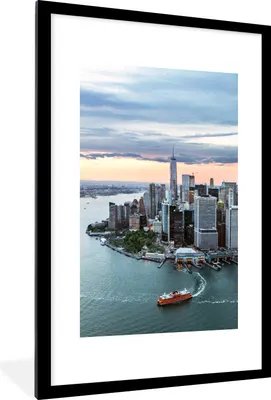 Produktbild von MuchoWow® MuchoWow® Gerahmtes Poster Luftaufnahme von New York 60x90 cm - Poster mit zchwarzem Bilderrahmen - Dekoration - Wandposter Wohnzimmer - Hochwertig