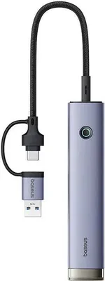 Zdjęcie produktu dla Hub Baseus UltraJoy 4w1, USB-A i USB-C na 4x USB3.0 + USB-C, szary