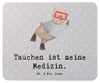 Produktbild von Mr. & Mrs. Panda Mousepad Bär Tauchen - Grau Pastell - Geschenk, Schnorcheln, Tauchschule, Sport, Mauspad, Tauchsport, pc, laptop, Diving, Mouse Pad, mousematte, Dive