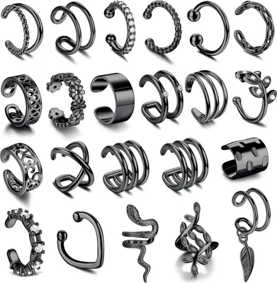 Produktbild von JeweBella Ear Cuff Set Damen Ohrclips Ohne Ohrlöcher Ohrmanschette Fake Piercing 22 Stück