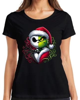 Produktbild von Nightmare before Christmas Grinch Skelett - Weihnachten Christmas Damen T-Shirt, Schwarz, L