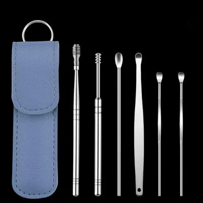 Produktbild von Go Go Gadget – Ohrenschmalzentferner – 6-teiliges Set – Ohrenreiniger – inklusive Etui – Blau