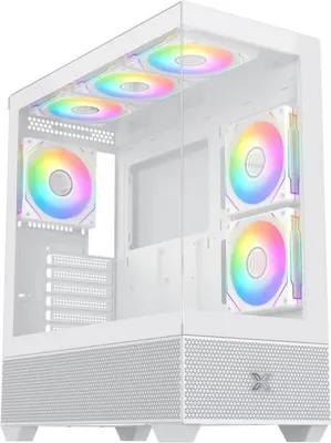Image de Boîtier PC Moyen Tour XIGMATEK Alphard Arctic, E-ATX, 6 Ventilateurs A-RGB 120mm, Panneau Verre Trempé, Blanc