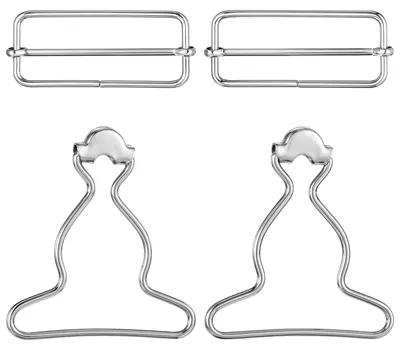 Metallschnallen-Set 8-teilig, Hosenträger, Ersatz, verstellbar, silber