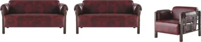 Produktbild von Sofa-Set 2-Sitzer Sessel Ledersofas Komplett Leder Holz Modern Weiche