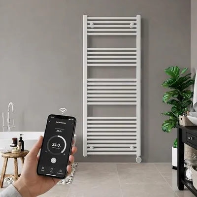 Produktbild von WiFi und Bluetooth elektrischer Badheizkörper 1475x600 | Handtuchheizkörper, Badheizung elektrisch, Handtuchheizung,  Germany
