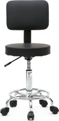 Produktbild von Ergonomischer Sattelhocker Rollhocker mit Rückenlehne Stück Arbeitshocker Drehhocker 360° drehbar Höhenverstellbarer 49-64cm für Büro Salon Massage