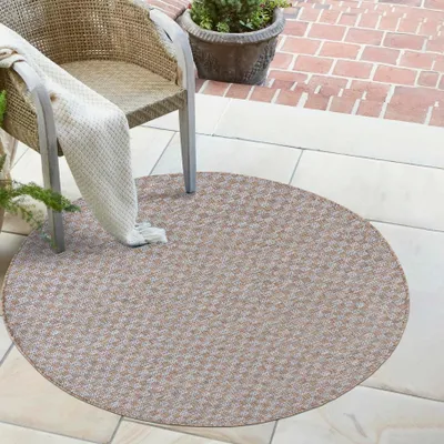 Obrázok produktu pre Vonkajší Koberec Mazovia - Jednofarebný, Hnedý, Okrúhly Koberec na Balkón, Terasu - Geometrický vzor - Odolný Voči Poveternostným Vplyvom - 240 x 240 cm