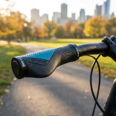 Zdjęcie produktu dla Chwyty T-One Ripple Ergo czarny/niebieski 130+90mm 1x blokada śrubowa