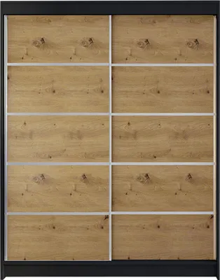 Produktbild von MIRJAN24 Schiebetürenschrank Camino IV, Stilvoll Schlafzimmer Kleiderschrank (Farbe: Schwarz  / Artisan Eiche)